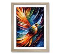 Phoenix Bird In Colour Vol.1 Framed Print | A2 Oak Framed Wall Art | Ready to Hang | Modern Nature Picture | Living Room Bedroom Lounge Office