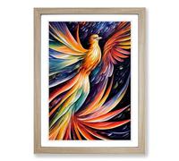 Phoenix Bird In Colour Vol.2 Framed Print | A2 Oak Framed Wall Art | Ready to Hang | Modern Nature Picture | Living Room Bedroom Lounge Office