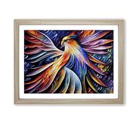 Phoenix Bird Painting Vol.1 Abstract H1022 Framed Print for Living Room Bedroom Home Office Décor, Wall Art Picture Ready to Hang, Oak A2 Frame (64 x 46 cm)