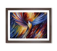 Phoenix Bird Painting Vol.2 Abstract H1022 Framed Print for Living Room Bedroom Home Office Décor, Wall Art Picture Ready to Hang, Walnut A3 Frame (46 x 34 cm)