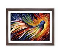Phoenix Bird Painting Vol.3 Abstract H1022 Framed Print for Living Room Bedroom Home Office Décor, Wall Art Picture Ready to Hang, Walnut A2 Frame (64 x 46 cm)