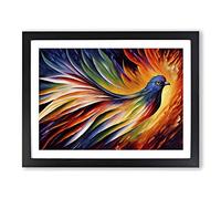 Phoenix Bird Painting Vol.3 Abstract H1022 Framed Print for Living Room Bedroom Home Office Décor, Wall Art Picture Ready to Hang, Black A2 Frame (64 x 46 cm)