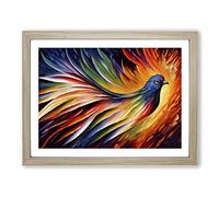 Phoenix Bird Painting Vol.3 Abstract H1022 Framed Print for Living Room Bedroom Home Office Décor, Wall Art Picture Ready to Hang, Oak A3 Frame (46 x 34 cm)