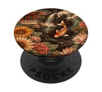 Phoenix Bird Reborn Firebird And Koi Boho Floral PopSockets Adhesive PopGrip
