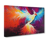 Phoenix Bird Splash Vol.1 Abstract Canvas Wall Art Print Ready to Hang, Framed Picture for Living Room Bedroom Home Office Décor, 30x20 Inch (76x50 cm)