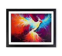Phoenix Bird Splash Vol.1 Abstract Framed Print | A4 Black Framed Wall Art | Ready to Hang | Abstract Fantasy Picture | Living Room Bedroom Lounge Office
