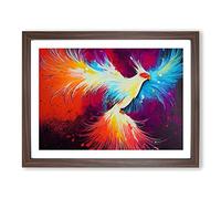 Phoenix Bird Splash Vol.1 Abstract H1022 Framed Print for Living Room Bedroom Home Office Décor, Wall Art Picture Ready to Hang, Walnut A2 Frame (64 x 46 cm)