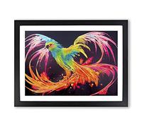 Phoenix Bird Splash Vol.2 Abstract Framed Print | A2 Black Framed Wall Art | Ready to Hang | Abstract Fantasy Picture | Living Room Bedroom Lounge Office