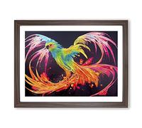 Phoenix Bird Splash Vol.2 Abstract H1022 Framed Print for Living Room Bedroom Home Office Décor, Wall Art Picture Ready to Hang, Walnut A2 Frame (64 x 46 cm)