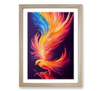 Phoenix Bird Vol.1 Framed Wall Art Print, Ready to Hang Picture for Living Room Bedroom Home Office, Oak A2 (48 x 66 cm)