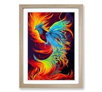 Phoenix Bird Vol.2 Framed Print | A2 Oak Framed Wall Art | Ready to Hang | Modern Nature Picture | Living Room Bedroom Lounge Office
