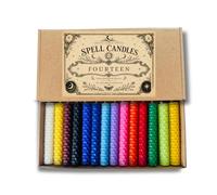 Phoenix Candle Co Beeswax Spell Candles Set, 14 Hand-Rolled Candles with Colour Correspondence Chart, Cotton Lead-Free Wick, 10cm x 1.5cm, for Rituals and Meditation