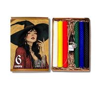 Phoenix Candle Company - Large Beeswax Elemental Quarter Candles Set with Compass Anointing Oil - 6 Count - Hand-Rolled - Assorted Colours