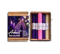 Phoenix Candle Company | Tall Beeswax Advent Pillar Candles Set with Advent Prayers - 5 Count - Hand-Rolled