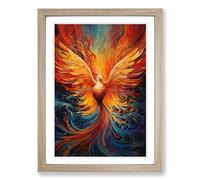 Phoenix Colour Field Framed Print | A2 Oak Framed Wall Art | Ready to Hang | Modern Nature Picture | Living Room Bedroom Lounge Office