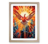 Phoenix Constructivism No.3 Framed Wall Art Print, Ready to Hang Picture for Living Room Bedroom Home Office, Oak A2 (48 x 66 cm)