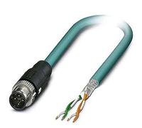 PHOENIX CONTACT NBC-MSD/10.0-93E SCO Network Cable, 100 MBit/s Ethernet Circat5, 4 Pin, PUR, Shielded, M12 Plug, Straight, 10 m Cable Length, 431,000 g, Aqua Blue