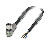 PHOENIX CONTACT SAC-3P-5.0-PUR/M 8FR-2L Sensor/Actuator Cable, 3-Pin, M8 Socket Angled, 5 m Cable Length, Black/Grey