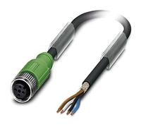 PHOENIX CONTACT SAC-4P-3.0-PUR/M12FS SH Sensor/Actuator Cable, 4-Pin, A Coding, M12 Socket Straight, 3 m Cable Length, Black/Grey