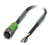 PHOENIX CONTACT SAC-4P-5.0-PVC/M12FS Sensor/Actuator Cable, 4 Pin, RAL 9005, Cable End, Coding A, 5 m Cable Length, Black