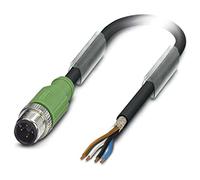 PHOENIX CONTACT SAC-4P-M12MS/10.0-PUR SH Sensor/Actuator Cable, 4-Pin M12 Plug Straight, A Coding, 10 m Cable Length, Black/Grey