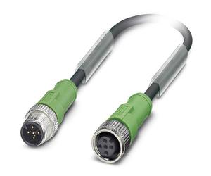 PHOENIX CONTACT SAC-5P-M12MS/5.0-PUR/M12FS Sensor/Actuator Cable, 5 Pin, PUR Halogen-, Straight M12 Plug, Coding A, Female Straight M12, Coding A, 5 m Cable Length, Black Grey