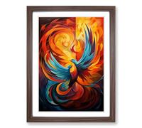Phoenix Cubism Framed Wall Art Print, Ready to Hang Picture for Living Room Bedroom Home Office, Walnut A2 (48 x 66 cm)