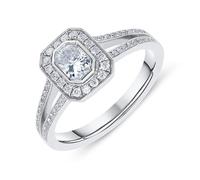 Phoenix Cut 18ct White Gold 0.60ct Diamond Halo Ring Size L.5 D - L.5 ATD-152