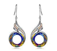 Phoenix Dangle Earrings for Women Rise From the Ashes 20mm Iridescent Crystal Lightweight Feather Design Multicolor CZ Jewelry Gift