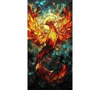 Phoenix Diamond Art for Kids, Square Diamond Painting Animal, Sequin Art for Adults Beginners, 5D DIY Crystal Creations Mosaic Kits, Cross Stitch Embroidery Kits for Home Decor 40 * 50CM