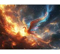 Phoenix Diamond Art Kits Adults, Abstract Diamond Painting Cross Stitch Kits for Adults, DIY Round Full Drill Crystal Art, Rhinestone Embroidery Cross Stitch Pictures for Home Decor 70x50cm E0-669