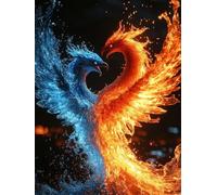 Phoenix Diamond Art Kits Adults, Diamond Painting Animal Crystal Art Kits for Kids Beginners, 5D Full Drill Square Gem Dots Embroidery Paintings Crafts Picture, Hobbies for Adults Women 60x80cm 8a-309