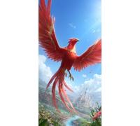 Phoenix Diamond Painting Kit with Complete Set of Diamond Art Accessories, 5D DIY Full Drill Embroidery Kit, Wing Diamante Gems Canvas Wall Art Crafts for Adults, Room Decor Gifts 12 x 24in DZSH6063