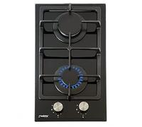 Phönix Domino-DG Gas Hob Glass Built-in Hob Gas Stove Camping Stove 2 Bulbs Propane/Natural Gas Black