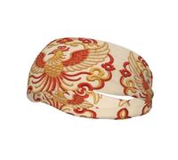 Phoenix Embroidery Art Print Soft Breathable Sweat Absorption Head Band for Game Running Yoga Gym Cycling Basketball