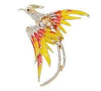 Phoenix Enamel Brooch Pin Crystal Brooch Pin Rhinestone Elegance Style Banquet Lapel Pin Flame Bird Decoration Pin Clothing Accessories Gift