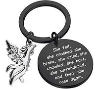 Phoenix Encouragement Keychain Phoenix Jewelry for Friends She Fell She Broke and Then She Rose Again Phoenix Charms (Phoenix Blace Keychain)