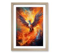 Phoenix Expressionism Framed Wall Art Print, Ready to Hang Picture for Living Room Bedroom Home Office, Oak A2 (48 x 66 cm)