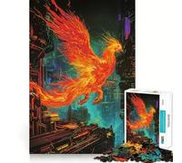 Phoenix Fire Animal 1000 Piece Jigsaw Puzzles for Adults Jigsaw Think Toy Home Enjoy Fine Cut Santa Wish Gift (38x52cm)