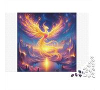 Phoenix Fire Bird Colourful Golden Glow Phoenix 1000 Pieces Jigsaw for Adults The Impossible Challenge Brain Development 38x26cm/1000pcs