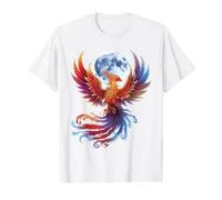 Phoenix Fire Bird Mythical Rejuvenation Rise Value Graphic T-Shirt, Men, White, L