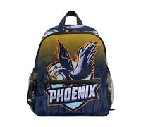 Phoenix Fire Blue Art Toddler Backpack Bookbag Mini Shoulder Bag for 1-6 Years Travel Boys Girls Kids with Chest Strap Clip Whistle
