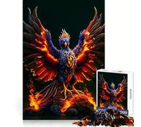 Phoenix Fire Dark Backgrou 1000 Piece Jigsaw Puzzles for Adults Smart Reason Toy Quiet Fun Smooth Edge Festival Gift (50x75cm)