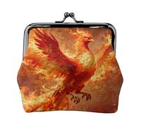 Phoenix Fire Rebirth Leather Coin Purse for Women-Small Kiss Lock Wallet, Mini Card Holder for Keys Lipstick, Cute Change Purse for Travel