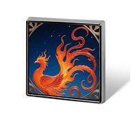 Phoenix Fire Rise Lapel Pin Square Metal Brooch Pin with Secure Pin Back Fashion Button Badge for Clothing, Hats, Bags Decoration
