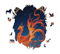 Phoenix Fire Rise Personalized Jigsaw Puzzles, 141 Pcs Wooden Jigsaw Puzzle Tiger Head Shape Puzzle Gift
