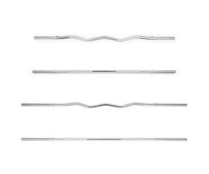 Phoenix Fitness 1” Barbell Bar or EZ Curl Bar - 5ft Non-Slip Weight Lifting Bar with Spinlock Collars for Strength Training Workout at Home & Gym - 1-inch Curved Bar: 5ft