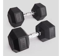 Phoenix Fitness Hex Dumbbells - Rubber & Cast Iron Hexagonal Dumbbell Hand Weights for Men and Women at Home & Gym - SINGLE or PAIR - Choice of Weight: 2.5kg - 25kg