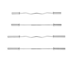 Phoenix Fitness 2” Olympic Barbell Bar or EZ Curl Bar - 4ft/5ft Non-Slip Weight Lifting Bar for Strength Training Workout at Home & Gym - 2-inch Straight or Curved Bar: 4ft or 5ft