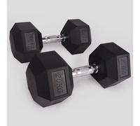 Phoenix Fitness Hex Dumbbells - Pair of Rubber & Cast Iron Hexagonal Dumbbell Hand Weights for Men and Women at Home & Gym - Weight: 20kg